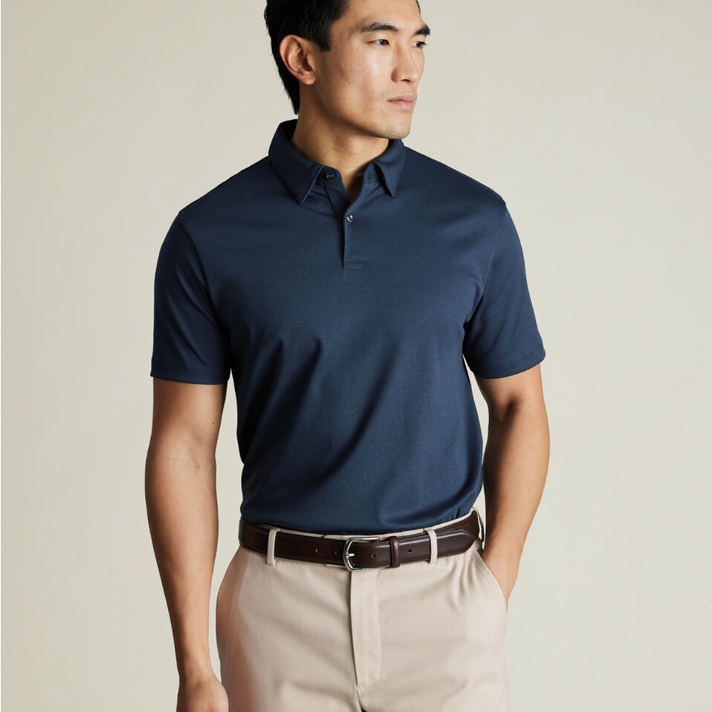 NWT- Charles Tyrwhitt Men’s XL Smart Jersey Polo Shirt (Petrol Blue)